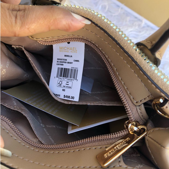 MICHAEL KORS Mirella Extra-Small Logo Shopper Leather Crossbody With Gift Box - Picture 9 of 9